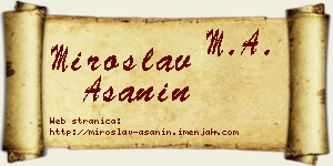 Miroslav Ašanin vizit kartica